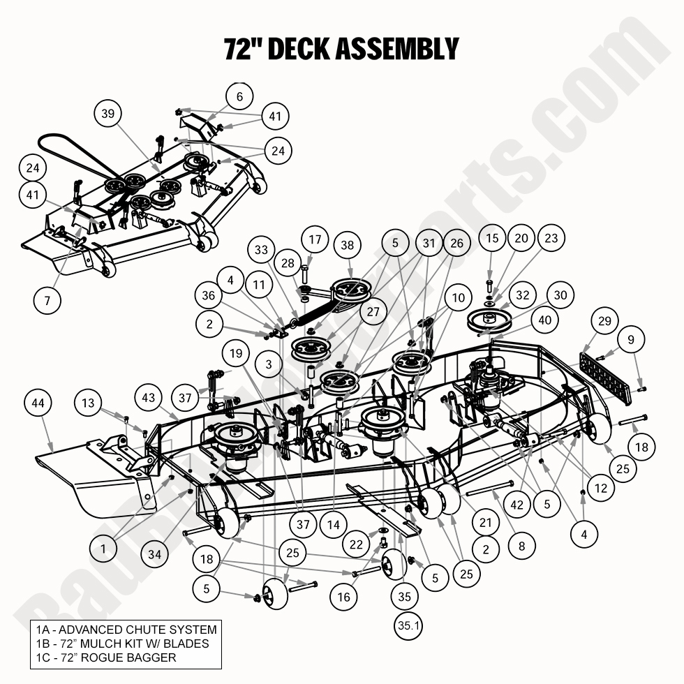 2303 - Bad Boy Mower Parts Lookup > 2020 > Rogue > 72\" Deck Assembly